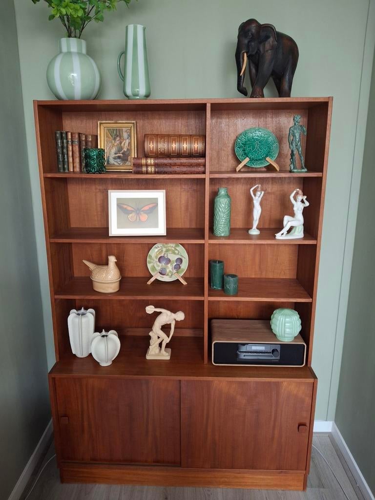 Prachtige Deense Vintage wandkast jaren 60, Huis en Inrichting, Kasten | Wandmeubels, Ophalen, Teakhout