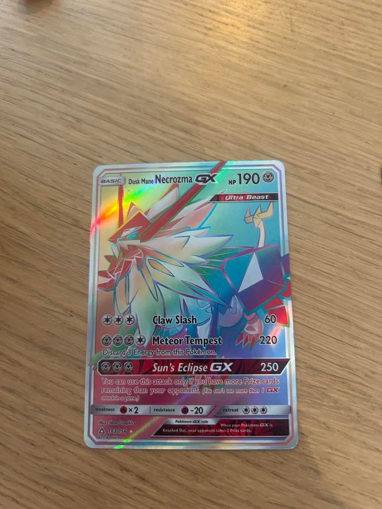 Pokémon Kaart: Dusk Mane Necrozma GX (Foil), Ophalen, Zo goed als nieuw, Losse kaart, Foil