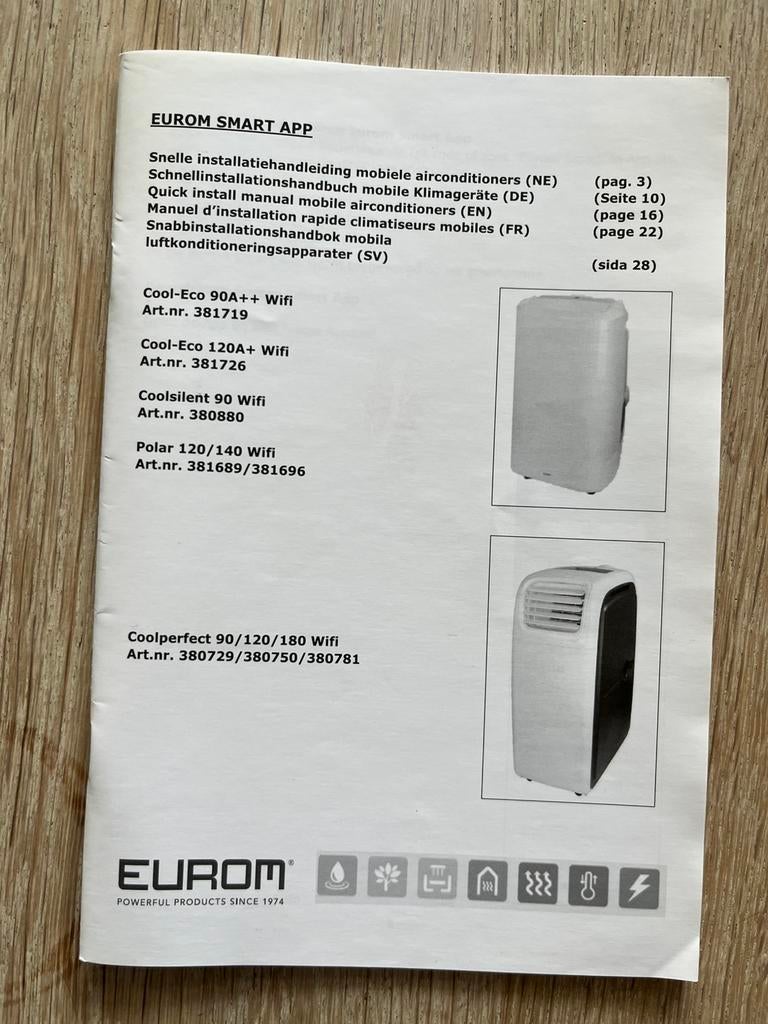Eurom mobiele airco met afstandsbediening, Ophalen, Nieuw, Luchtreiniger