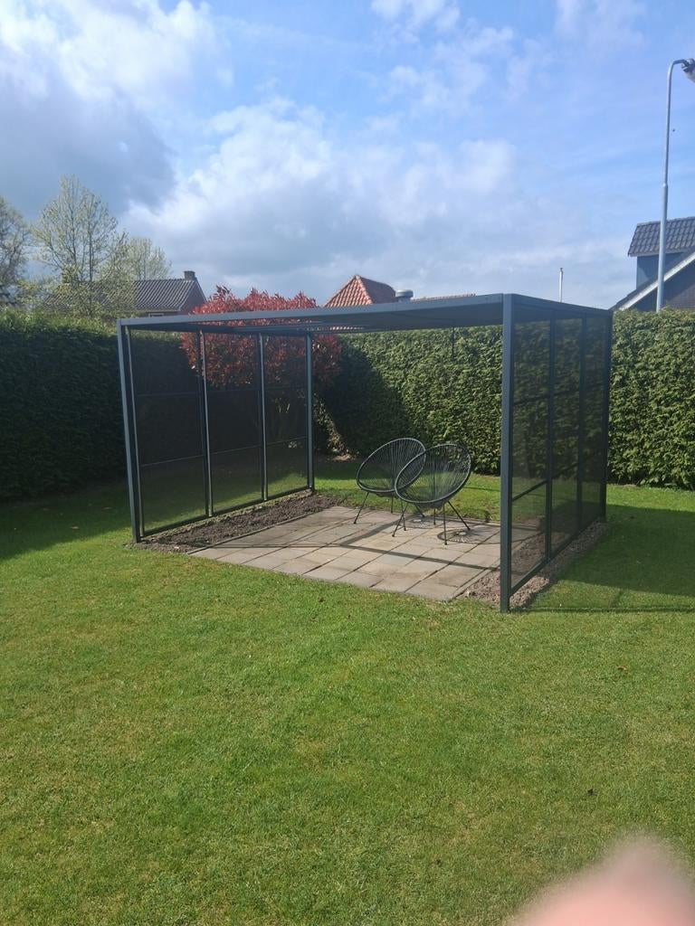 Zwarte overkapping met zijwanden, Tuin en Terras, Overkappingen, Ophalen of Verzenden, Veranda