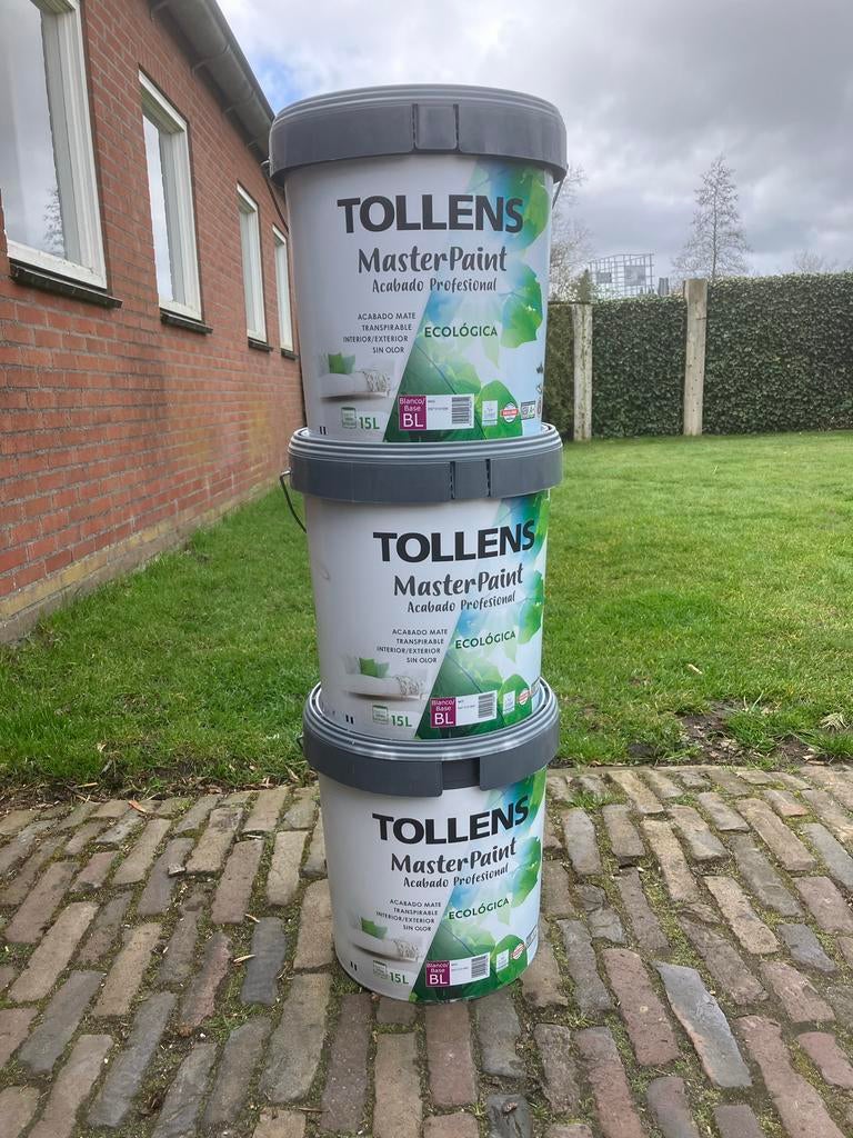 Witte Tollens MasterPaint saus 3 x 15 liter, Doe-het-zelf en Verbouw, Verf, Beits en Lak, Wit, Nieuw, Ophalen of Verzenden, Verf