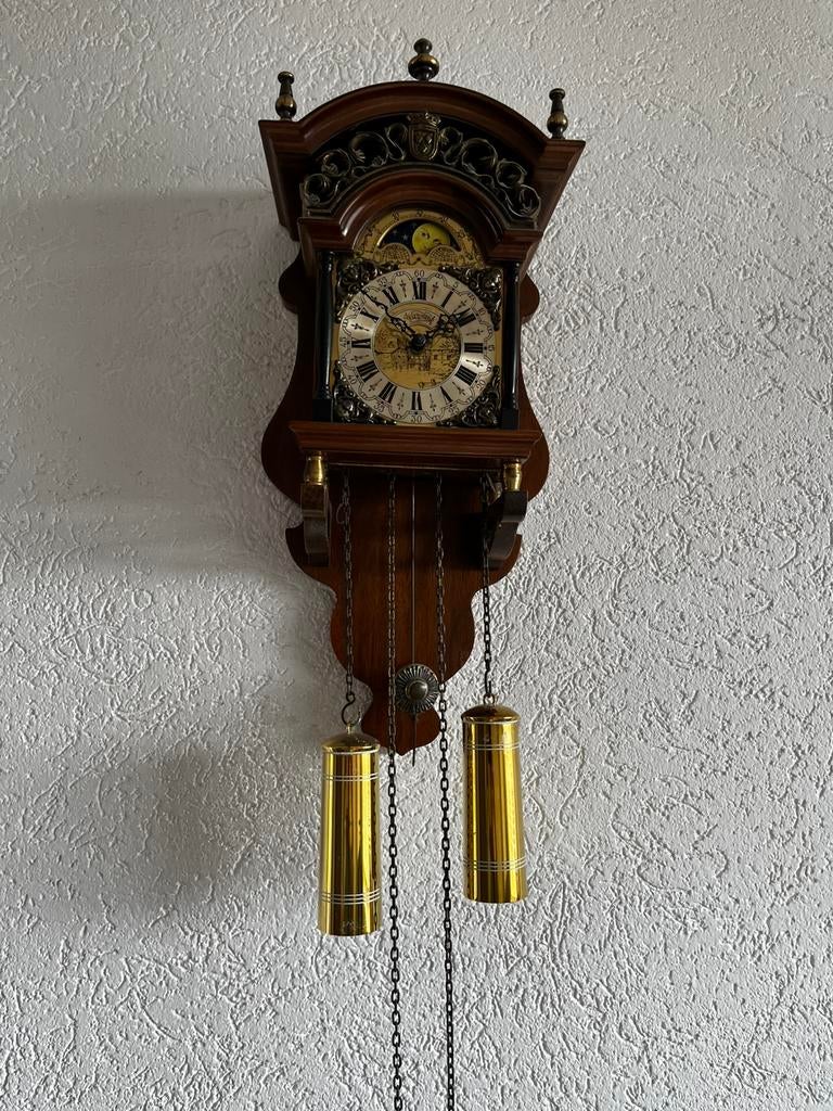 Warmink Sallander wandklok met maanaanduiding, Antiek en Kunst, Antiek | Klokken, Ophalen