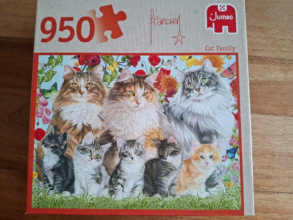 Francien puzzel 950 stukjes Cat Family, Ophalen of Verzenden, 500 t/m 1500 stukjes, Zo goed als nieuw, Legpuzzel