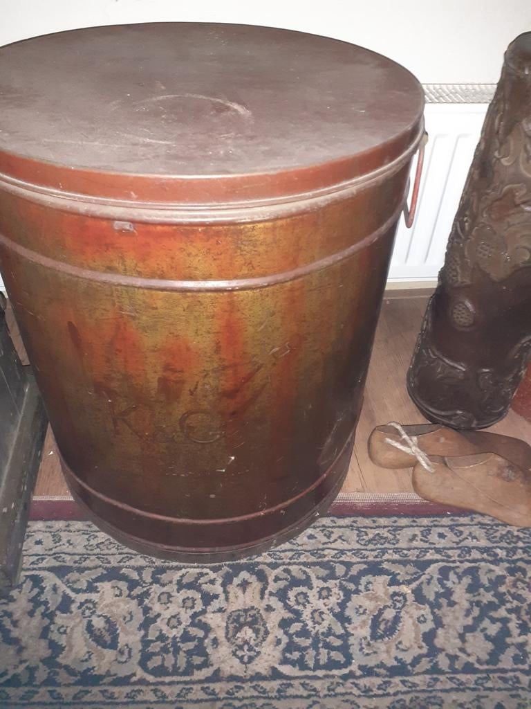 Oude brocante zeer grote KANIS & GUNNIK blik rond, Verzamelen, Blikken, Ophalen of Verzenden, Gebruikt, Koffie, Overige merken