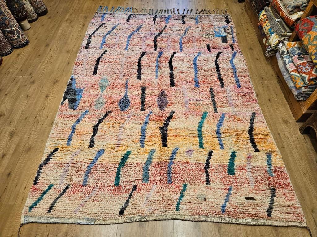 Handgeknoopt oosters tapijt berber Beni Mrirt 290x198, Info@SlatsAntiek.nl, Groen, Vof Slats Antiek, Ophalen of Verzenden