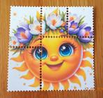 Oplegplaatje met postzegelrand per stuk € 0,50  Zonnetje, Hobby en Vrije tijd, Ophalen of Verzenden, Nieuw, Overige thema's, Pons of Mal