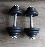 2 dumbbells gietijzer 2x 15 kg spinlock sluiters 30kg totaal, Ophalen, Gebruikt, Benen, Dumbbell
