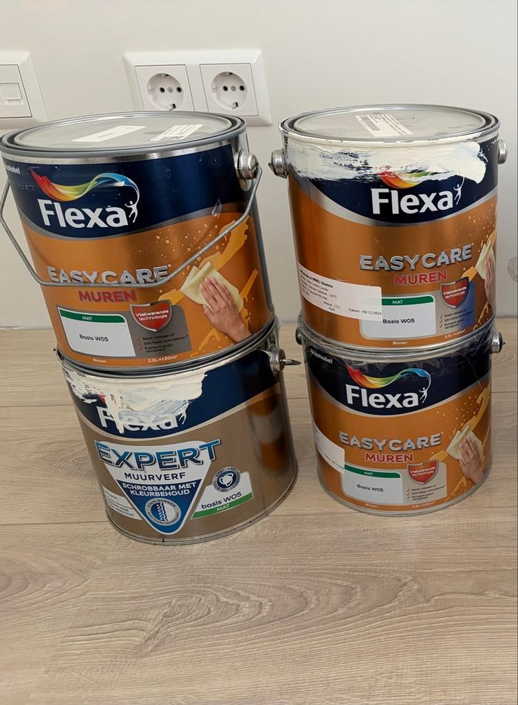 Flexa Easycare Monaco Zachtwit 3075 Muurverf, Wit, Ophalen of Verzenden, Minder dan 5 liter, Verf
