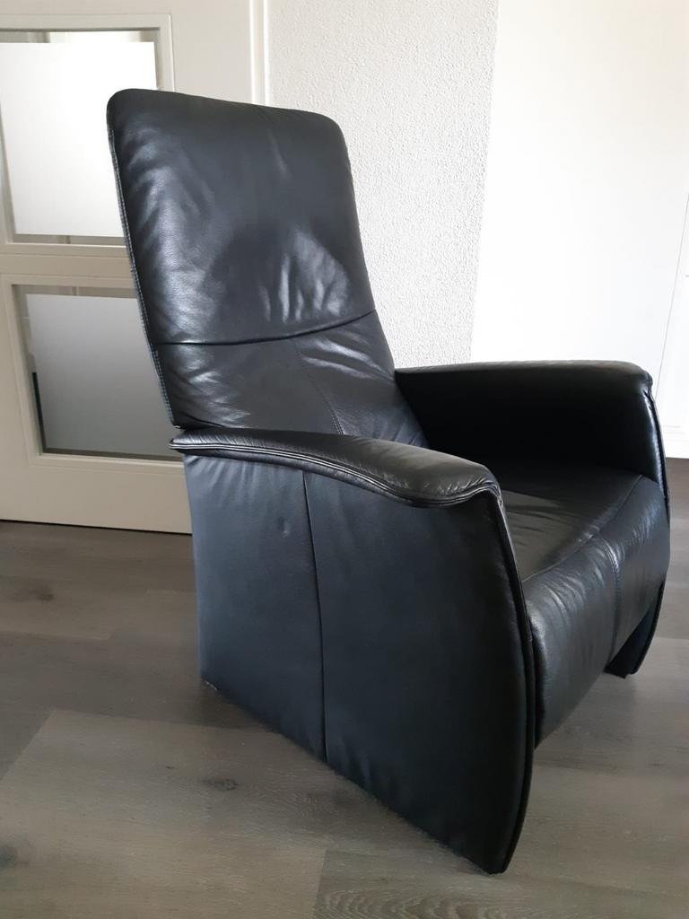 Zwarte Leren Relaxfauteuil - Comfortabel en Stijlvol, Ophalen, Modern, Comfortabel, Gebruikt, Zwart