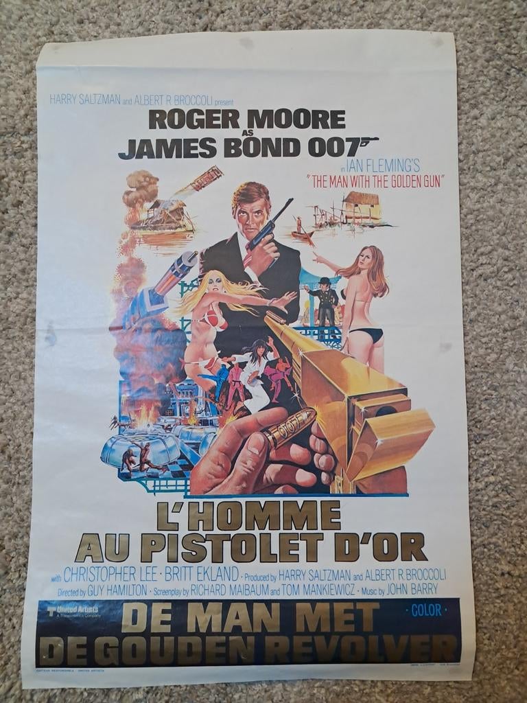 Originele oude poster The Man with the Golden Gun, Verzamelen, Posters, Ophalen of Verzenden, A1 t/m A3, Film en Tv, Rechthoekig Staand