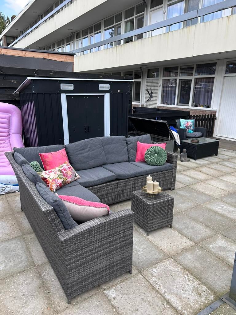 Loungeset antaciet 2 banken en tafeltje, Tuin en Terras, Ophalen, Gebruikt, Bank