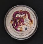 Lunar 2 dragon 2012 purple/paars 1 oz zilver, Verzenden, Zilver
