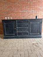 Dressoir 195 CM kleur Oud zwart geschilderd nu extra actie, Verzenden, 150 tot 200 cm, Nieuw, 3 of 4 laden