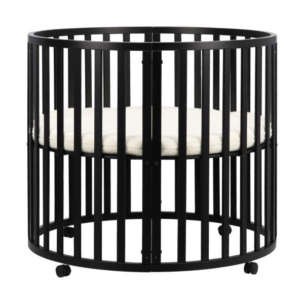 Ronde zwarte box, + matras, Ophalen, Zo goed als nieuw, Rond, Wieltjes