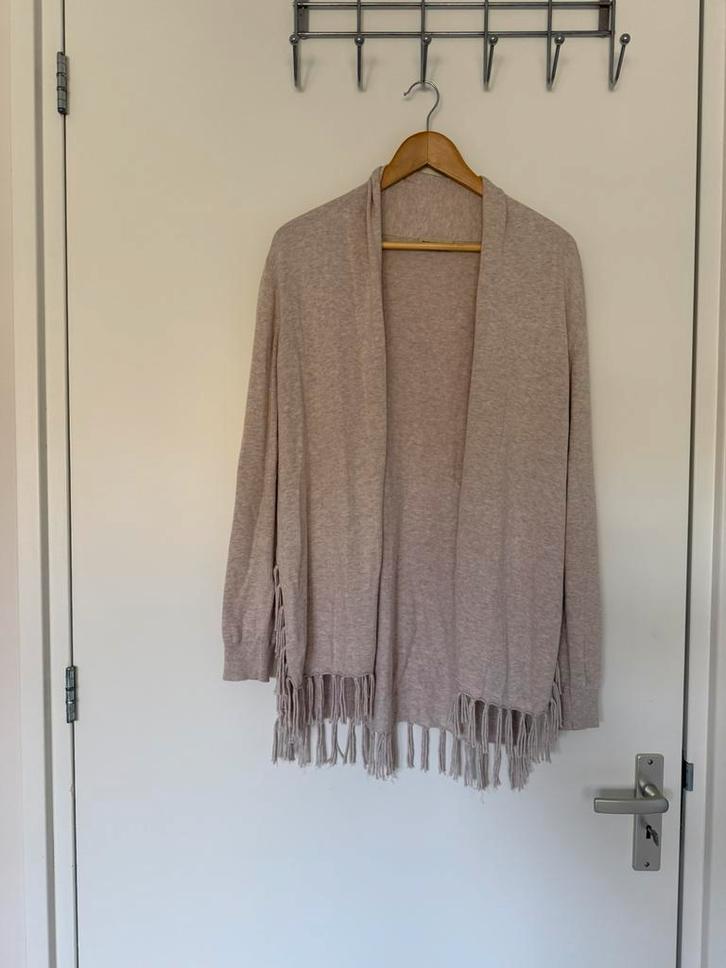 Repeat vest met franje in beige mix katoen viscose maat 40, Kleding | Dames, Truien en Vesten, Zo goed als nieuw, Maat 38/40 (M)