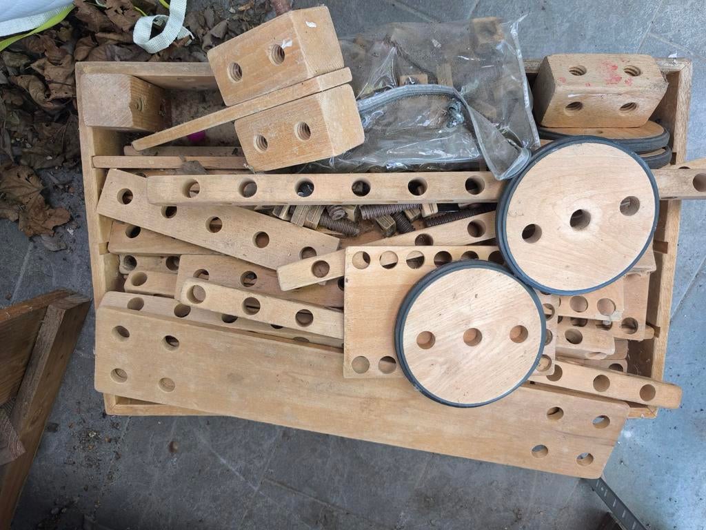 Houten Reuzen Bouwset - Vintage Meccano Stijl, Kinderen en Baby's, Speelgoed | Houten speelgoed, Ophalen of Verzenden