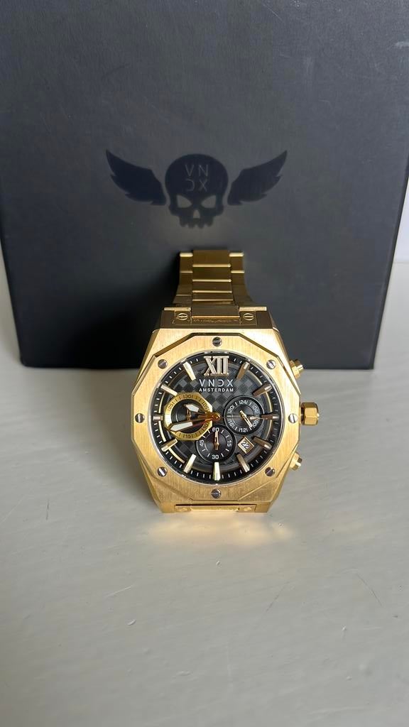 Vndx amsterdam wise man black gold steel, Overige merken, Staal, Staal, Polshorloge