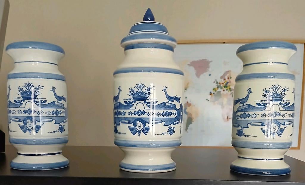 Aardewerk kaststel handgeschilderd delfts voor Glaxo Holland, Ophalen of Verzenden