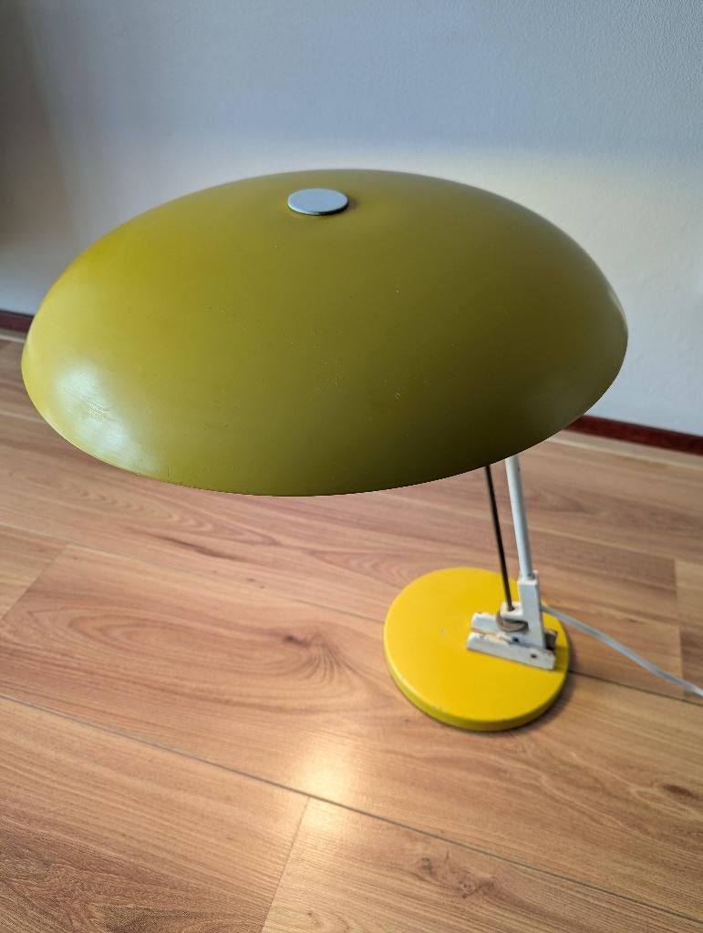 🟢 Nedalo Bureau- / Tafellamp – Schotelkap (1950s), Huis en Inrichting, Gebruikt, Ophalen of Verzenden, Metaal, Midcentury