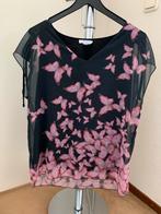Zwarte shirt met roze vlinders - Enjoy, Overige kleuren, Maat 42/44 (L), Ophalen of Verzenden, Zo goed als nieuw