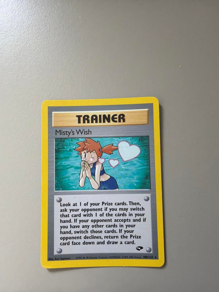Misty's Wish Trainer kaart Pokémon Gym Challenge, Ophalen of Verzenden, Gebruikt, Losse kaart