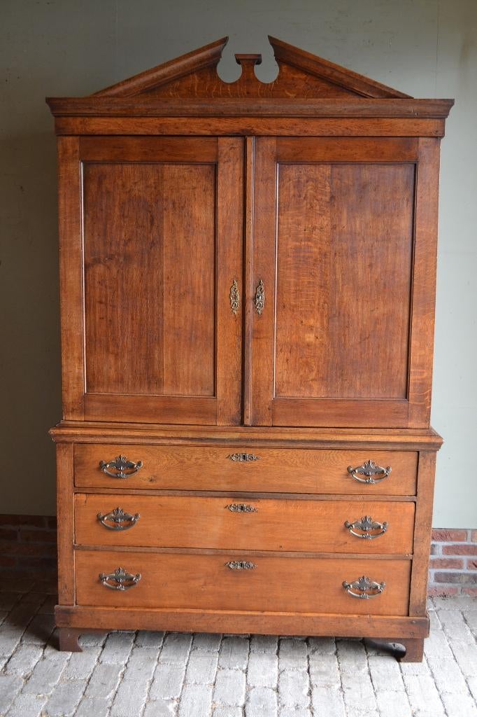 Prachtig antiek eiken houten Empire kabinet., Antiek en Kunst, Verzenden