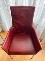 Rode leren eethoek stoelen, Gebruikt, Ophalen of Verzenden, Modern, 50 tot 75 cm