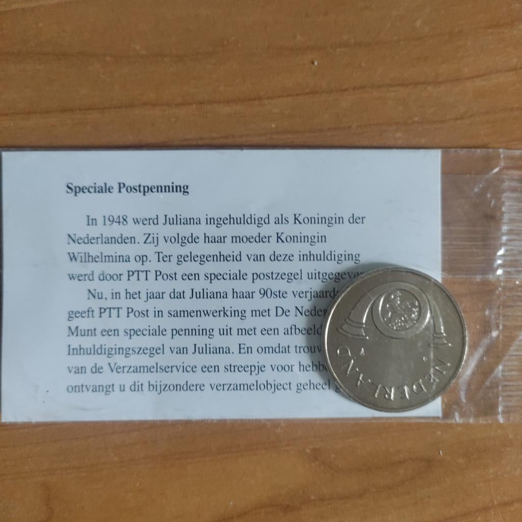 Speciale Postpenning Juliana 90ste Verjaardag PTT Post, Ophalen of Verzenden
