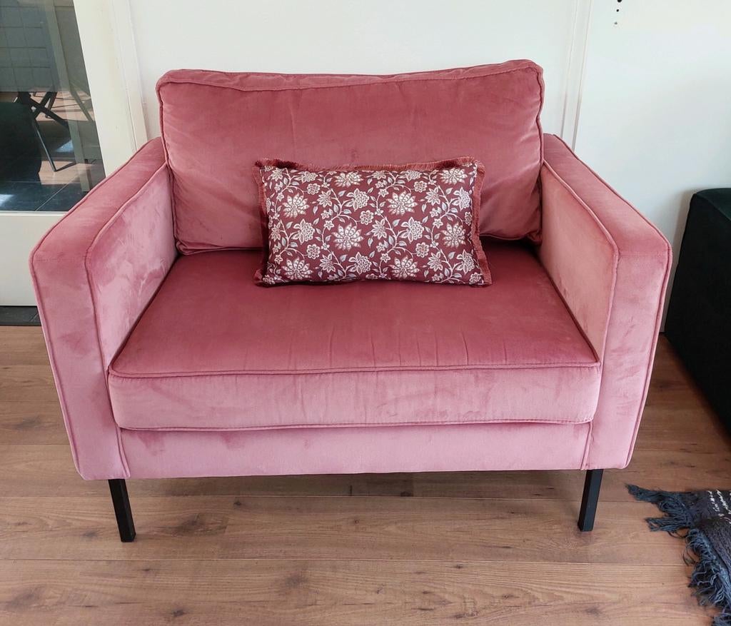 BePureHome woood Rodeo Loveseat Fauteuil 1,5 zits roze, Ophalen, 75 tot 100 cm, Tweepersoons, Minder dan 150 cm
