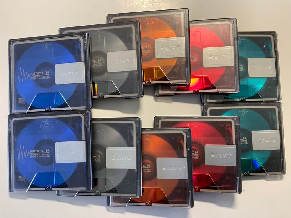 Minidisc’s. SONY COLOR COLECTION. 10x als nieuw. 80 minuten, Ophalen of Verzenden