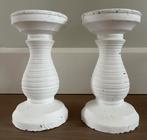 Robuust stenen kandelaars wit, Huis en Inrichting, Woonaccessoires | Kandelaars en Kaarsen, Overige materialen, Gebruikt, Wit