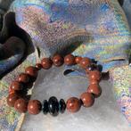 Obsidiaan mahonie git beschermt inzicht uniek power intuïtie, Sieraden, Tassen en Uiterlijk, Armbanden, Met bedels of kralen, Bruin