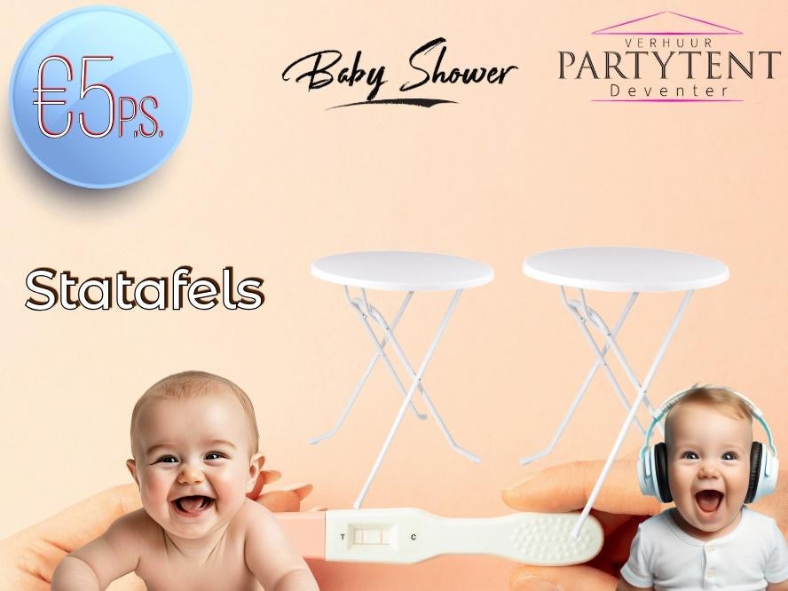 Statafel huren babyshower of reveal party, Hobby en Vrije tijd, Feestartikelen | Verhuur, Ophalen, Nieuw, Geboorte of Huwelijk