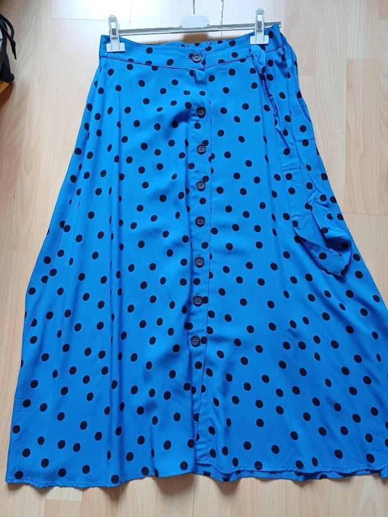 Midirok van Juffrouw Jansen blauw/zwart, Kleding | Dames, Rokken, Maat 38/40 (M), Zo goed als nieuw, Juffrouw Jansen, Onder de knie