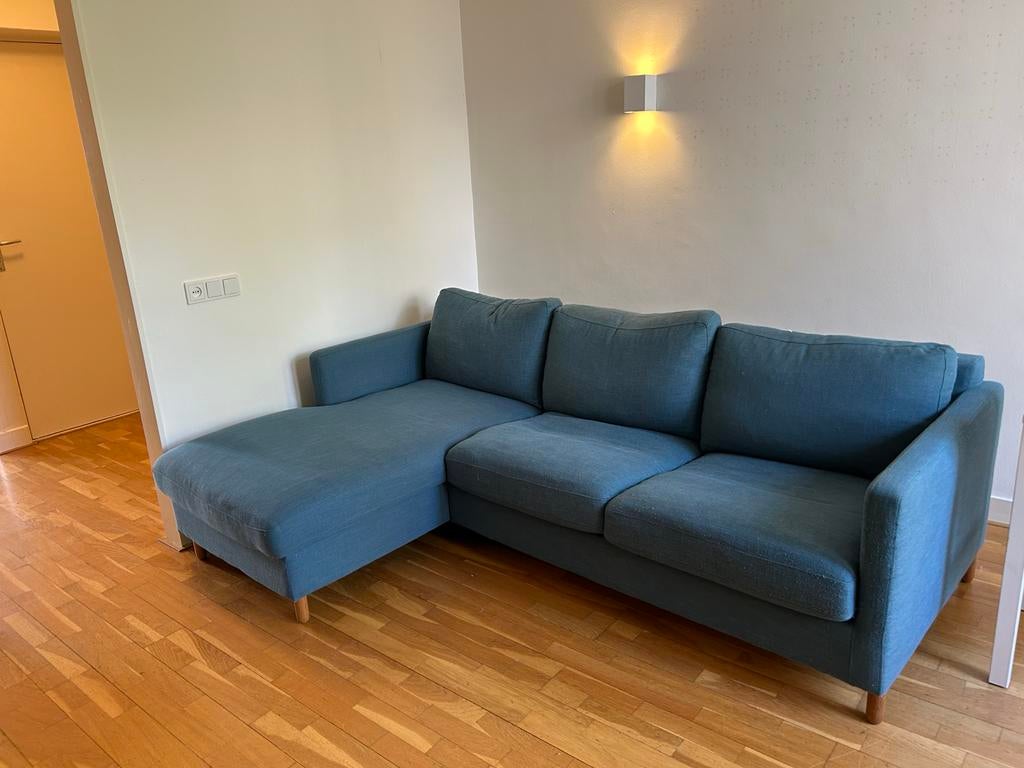 Maisons du Monde Julian hoekslaapbank petroleumblauw, Huis en Inrichting, Banken | Complete zithoeken, Ophalen, Gebruikt