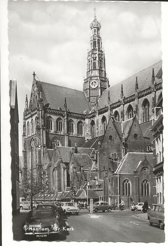 BF86-Haarlem,Gr.Kerk,auto's,Simca Aronde en VW ., Verzenden, 1960 tot 1980, Ongelopen, Zuid-Holland