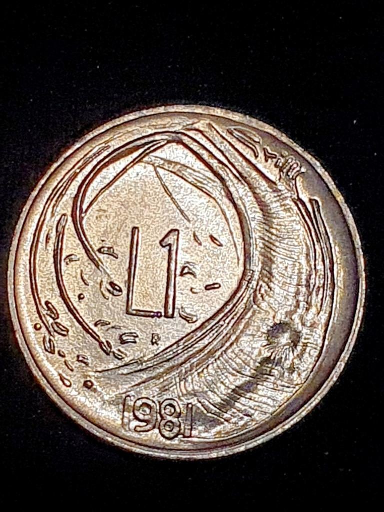 1 Lire munt uit 1981 San Marino Vrede., Ophalen of Verzenden, Overige landen, Losse munt