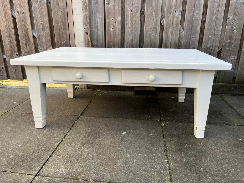 Grenen Salontafel - Het Kabinet Bunnik - Mat Wit, Ophalen, Gebruikt, 100 tot 150 cm, 50 tot 100 cm