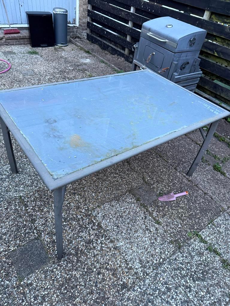 Buiten tafel 200x100 cm - Gebruikt, Ophalen, Gebruikt, Rechthoekig, Metaal