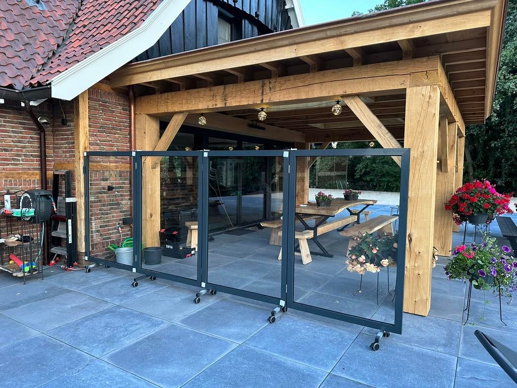 Easy Mobile Windscherm aluminium , uitklapbaar tot 436 cm, Tuin en Terras, Overige Tuin en Terras, Ophalen, Zo goed als nieuw