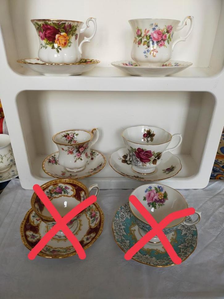 4 kop en schotels Royal Albert porselein, Engeland., Antiek en Kunst, Antiek | Servies compleet, Ophalen of Verzenden