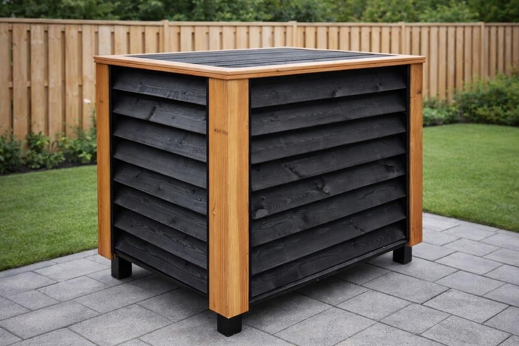 Robuuste Douglas Ombouw voor Buitenunit Warmtepomp / Airco, Tuin en Terras, Ophalen, Nieuw, Hout, Containerberging