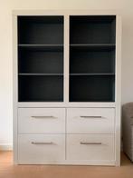 Jan des Bouvrie wandkast | Grenenhout | Wit en donkergrijs, Huis en Inrichting, Kasten | Buffetkasten, Ophalen, Gebruikt, 100 tot 150 cm