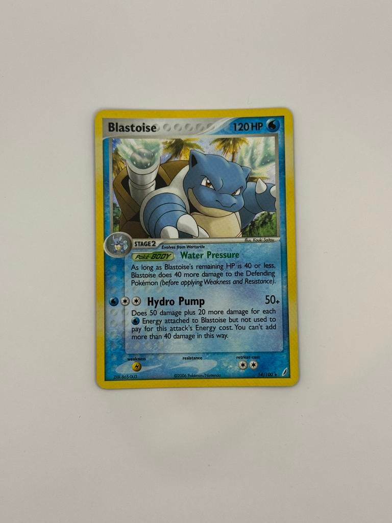 Blastoise, 14/100, EX Crystal Guardians, Reverse Holo, NM, Ophalen of Verzenden, Zo goed als nieuw, Losse kaart, Foil