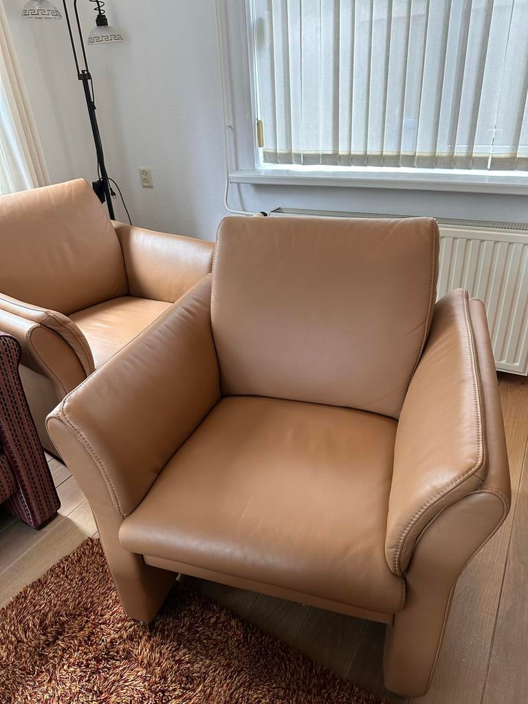 2 Prominent leren fauteuils, Ophalen, Zo goed als nieuw, Leer, 75 tot 100 cm