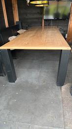 Unieke eettafel / stamtafel 290 x 108 cm met zwarte poten, Huis en Inrichting, Tafels | Eettafels, Ophalen, Gebruikt, 100 tot 150 cm