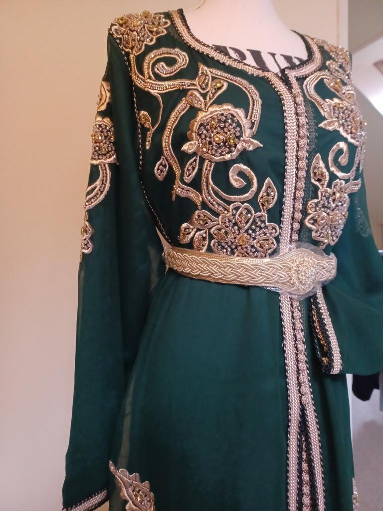 Te koop nieuwe marokkaanse jurk takchita tekshita kaftan, Kleding | Dames, Gelegenheidskleding, Ophalen of Verzenden, Nieuw, Groen