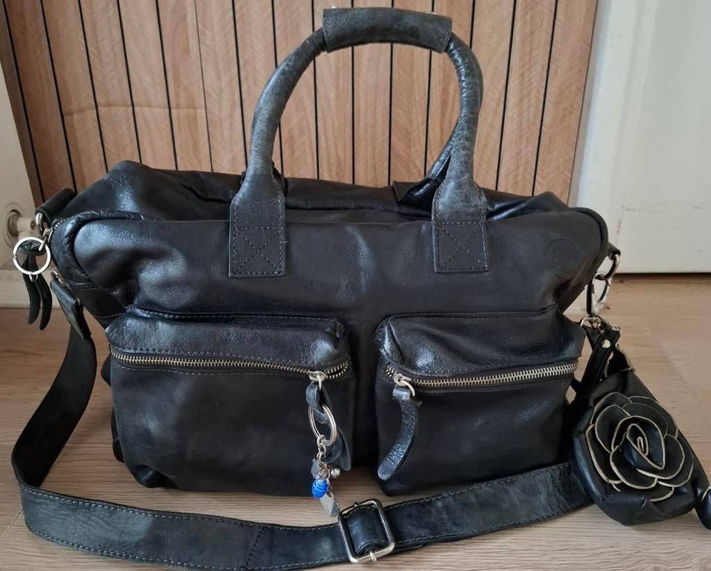 Leren Micmac cowboy tas, Ophalen, 40 tot 60 cm, 30 cm of meer, Bruin