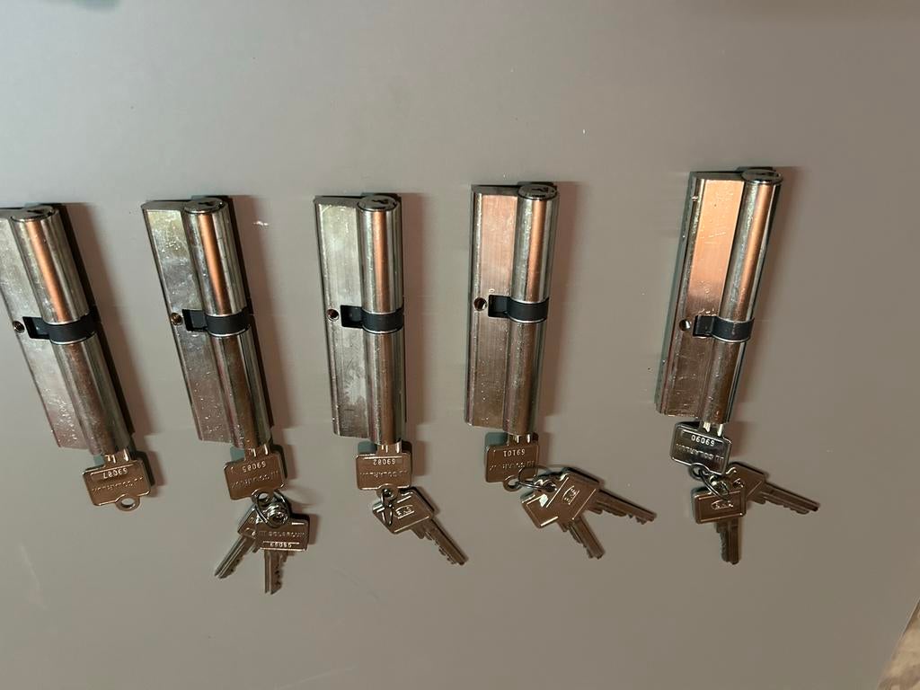Cilindersloten - Set van 5, Ophalen, Gebruikt, Overige materialen, Slot