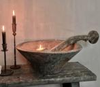 Oud houten vijzel sober landelijk, Huis en Inrichting, Ophalen, Zo goed als nieuw, Rechthoekig, Hout